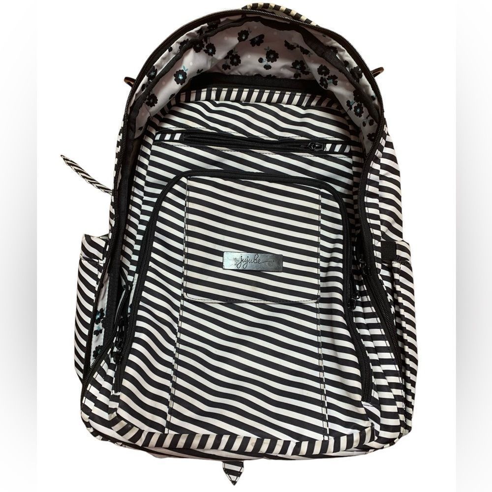 Ju-Ju-Be Black and White Striped Kids Backpack